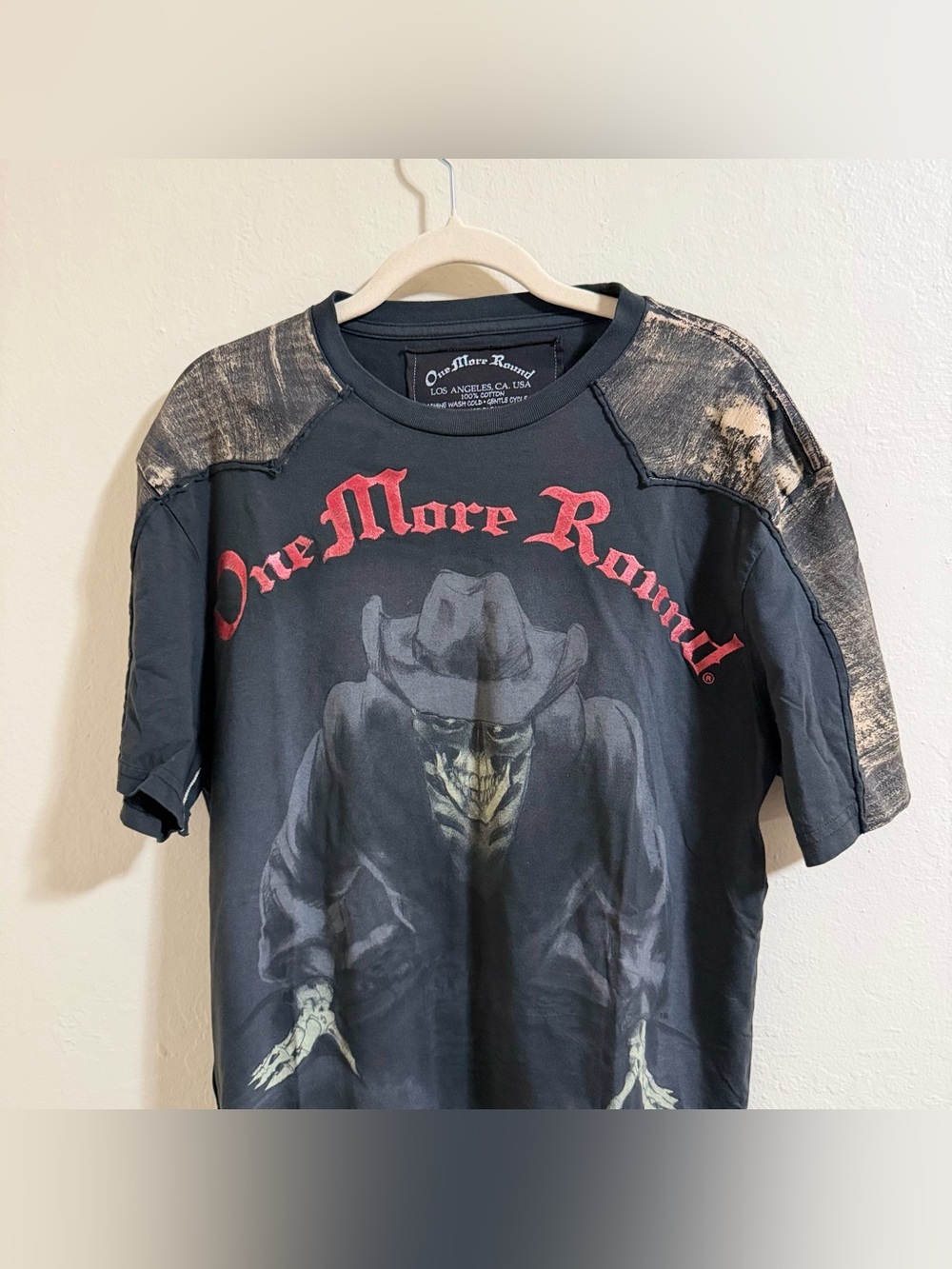 Vtg One More Round Shirt Mens L MMA Cowboy Skeleton Graphic Tee Y2K Affliction - Picture 4 of 10